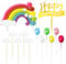 TYGFRT 12Pcs Cake Toppers, 1Pcs Birthday Card, Cake Topper Insert Card, Party Supplies, Rainbow Cake Topper, Cute Cake Topper