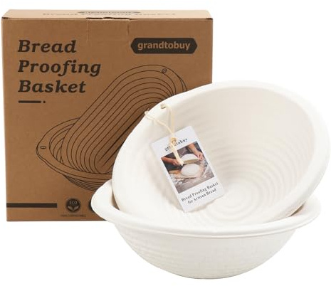2-Pack 10 Round Pulp Bread Proofing Baskets with Liners for Sourdough