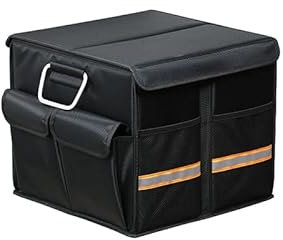 FSTTGG Auto Kofferraumtaschen für Nissan Navara 2007-2022, Autotasche Hohe Kapazität Kofferraum-Organizer Innenausstattung,A Black-1 35 * 35 * 30