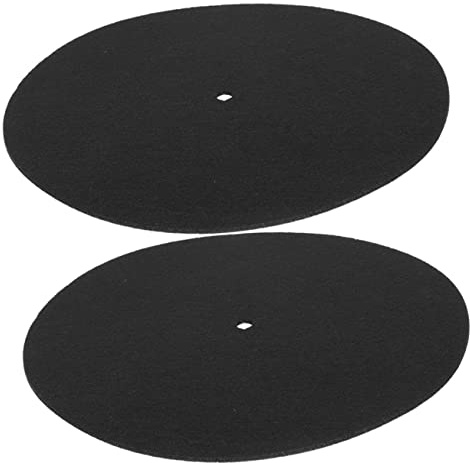 Schwarze Filz Vinyl Schallplattenmatte für Plattenspieler | Schonend und Sicher für Schallplatten, Hält Teller Sauber und Stabil, 2 Stück für Zuhause