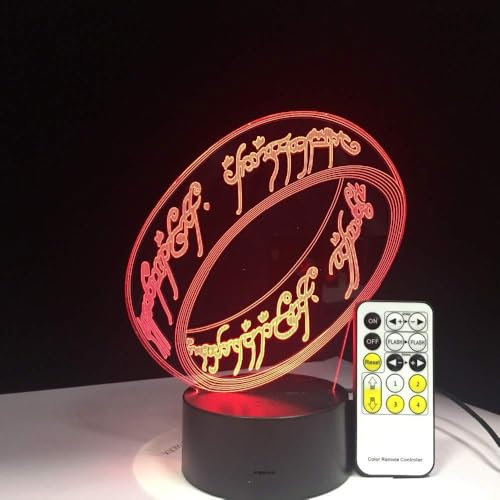 Signore Anelli 3D Lampada 7 Colori Bambini Regalo Touch Nightlight Per Bambini Vacanza 3D Illusione Lampada Da Scrivania Film Presente Memoria