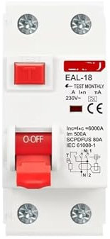 IONQXIDLD Disjoncteur électromagnétique à Courant résiduel 2P 32A 300mA Type A, disjoncteur différentiel, Interrupteur de sécurité(2P 50A)