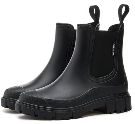 AONEGOLD Stivali Pioggia Donna Impermeabile Antiscivolo Leggere Comode Stivali Gomma Moda Pioggia per Esterni Giardinaggio Boots(Nero，39 EU)