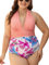 CUPSHE Costume da bagno intero da donna con scollo a V, schiena scoperta, increspato, controllo della pancia, Rosa chiaro/Bianco, M