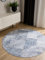 benuta Basic Waschbarer Teppich George - Blau 120 cm Rund - Kunstfaser - Rund & im Style: Vintage, Ethno-Style, Shabby Chic - Pflegeleicht für Wohnzimmer Schlafzimmer
