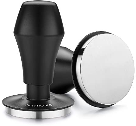 Normcore 53,3 mm Kaffeestampfer V4.1 mit Klick-Sound-Feedback, federbelasteter Tamper mit flachem Boden, kompatibel mit 54 mm Breville Sage Espressomaschinen Siebträger, Schwarz