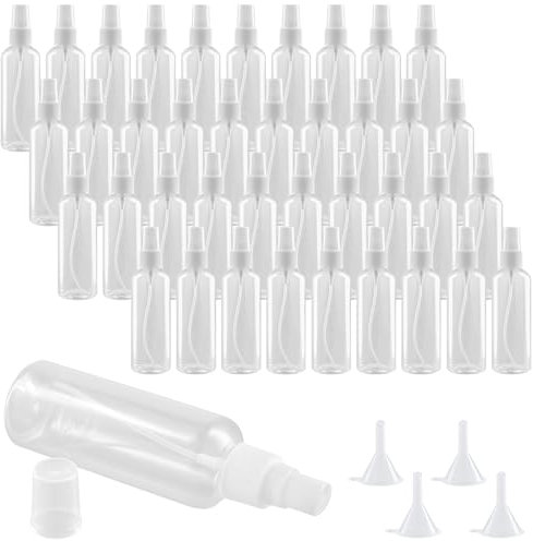 MUKSEUT 40 PCS 100ml Clear Plastic Spray Bottle, Fine Mist Spray Bottles, Refillable Spray Travel Bottles With Caps, Empty Plastic Atomiser Bottle for Essential Oils, Toner, Perfumes