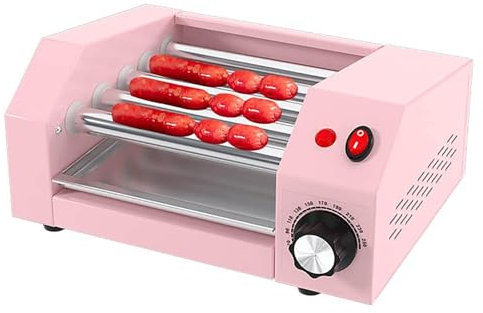 WOTZOV Máquina para Asar Salchichas de mostrador, Parrilla para Salchichas, Control de Temperatura de 0 a 250 °C, asador eléctrico para Salchichas.,Rosas