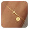 VIROMY Bracelets d'Initiales En Or Pour Femmes,Bracelet Avec Croix Plaquée Or 14k Bijoux De Lettres Personnalisées à Breloques Pour Femmes A
