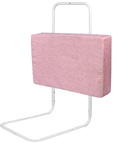 Froadp 50cm Leinen Kindersoftpack Bettgitter, Höhenverstellbar Beistellbett Baby Kinderbettgitter, Rausfallschutz Schutzgeländer, Tragbare Bettschutzgitter für Kleinkinder oder Senioren (Kirschrosa)