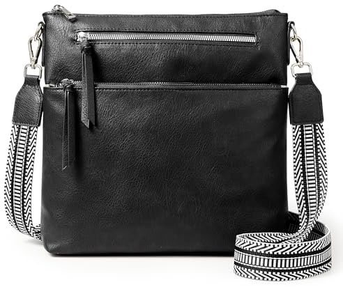 KALIDI Veganes Leder Handtasche Damen Groß Umhängetasche Damen Mittelgroß mit Verstellbarem Gurt Crossbody Bag für Schule Büro Arbeit Reisen Ausflug Einkauf