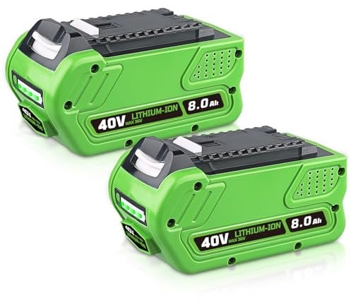 2Packs 29462 8.0Ah Lithium-ion Replacement for GreenWorks 40V Battery Compatible with GreenWorks Battery 40V 29472 29462 29252 20202 22262 25312 25322 20642 22272 27062 21242 Power Tools