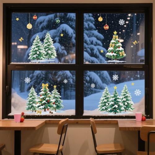 ANATTASOUL Weihnachtsbaum Fensterbilder for Frühling Sommer