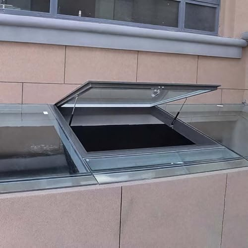 Ventana grande para techo de tragaluz, vidrio templado de doble capa, ventilación de bajo consumo, cubierta personalizable para ático, solárium, sótano, tapa de túnel de tragaluz, 70 x 70 cm