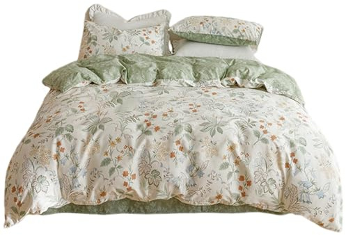 Muzrunq King -Size -Quilt -Bettwäsche -Set, 3pcs Blumenmikrofaser Kingsize -Tröster -Set mit 1 Quilt -Abdeckung und 2 Kissenbezüge waschbarer Bettwäsche mit Reißverschluss für alle Jahreszeiten