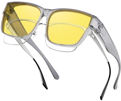 Nlieanuc Polarisées Surlunettes Conduite de Nuit - Surlunettes de Soleil Verre Jaune Anti-éblouissement Lunette Vision Nocturne pour Homme Femme