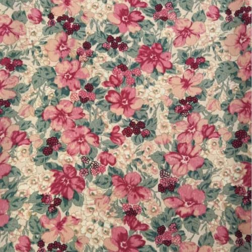 Vayliro 50cm Cordstoff Breit 150cm Cordstoff mit Blumenmuster Meterware Dekostoffe Vintage Bastelstoffe Bekleidungsstoffe Cord Polsterstoff Zum Nähen DIY Vorhang Gepäck Taschen Tischdecken,Rosa
