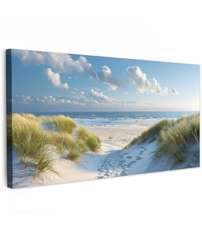 MuchoWow© Leinwand Bilder XXL Deko Schlafzimmer Aesthetic Große | 200x100 cm - Leinwandbilder Wohnzimmer Gemälde Foto Geschenk Living Room Decoration Dünen - Sommer - Sonne - Landschaft