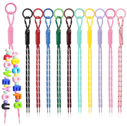Happtkey 10 Piezas Llaveros de Cuerda Paracord, Colgantes para Bolso 10 Colores, Llaveros Trenzados de Nailon con Anillo de Muelle, Cuerda Paracord Decorativa para Carteras, Mochilas y Accesorios
