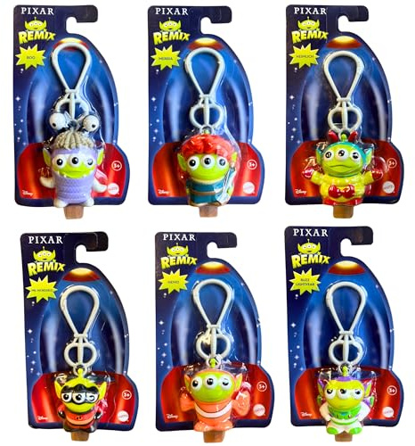 Disney Pixar Remix - Toy Story Alien Large Bagclips set of All 6 - Heimlich, Merida, Boo, Mr Incredible, Nemo & Buzz Lightyear