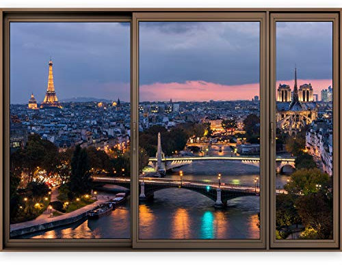 murando – 3D ILLUSION D'OPTIQUE – 210x150 cm Papier peint intissé – Tableaux muraux – Déco – Vue depuis la fenetre – Ville City New York Panorama