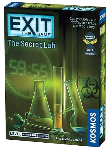 Thames & Kosmos - EXIT: The Secret Lab - Level: 3/5 - Unique Escape Room Game - 1-4 Players - Puzzle Solving Strategy Board Games for Adults & Kids, Ages 12+ - 692742
