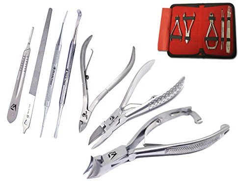 Professionale Tagliaunghie - Affetta unghie - Kit di Pedicure per manicure - Strumenti per podologia - Pinza per cuticole - Set di 6 pezzi - Lima per unghie + sollevatore di unghie - Scatola da portap