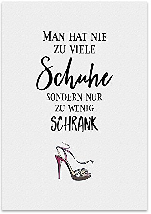 TypeStoff Kunstdruck, Poster mit Spruch – NIE ZU VIELE SCHUHE – Typografie-Bild auf hochwertigem Karton - Plakat, Druck, Print, Wandbild - KD-00242-M