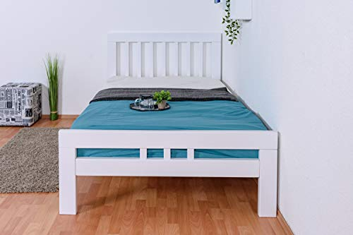 Jugendbett Easy Premium Line K8, 120 x 200 cm Buche Vollholz massiv weiß lackiert
