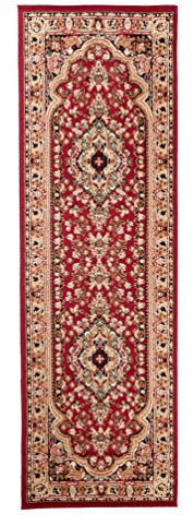 Carpeto Orientteppich Läufer Teppich Rot 80 x 200 cm Medaillon Muster Kurzflor Verona Kollektion