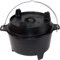 Grillfürst Dutch Oven ca. 6 Liter - stabil stehender Feuertopf durch speziell entwickelte T-Füße, hitzebeständiger Gusseisen Topf, Deckel als Pfanne nutzbar, DO 6