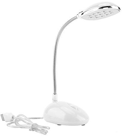 Akozon USB-Tischleuchte, helle 13 LED-Tischleuchte Leichte, energiesparende flexible USB-Schreibtischleuchte für Laptop-Desktop-PC(Weiß)
