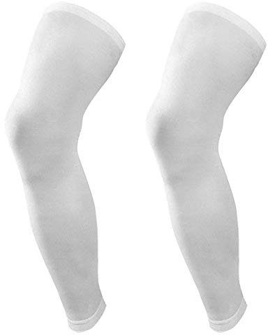 Qchomee Full Length Leg Support Sleeves Overknee Compression Calf Shin Sleeves Base Layers Leg Tights Stocking Knee Support Warmer Brace for Running, Cycling, Fitness, Basketball, Football, Gym