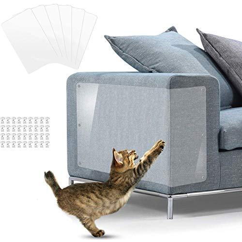 Kratzschutz for Katze Hund, Katzen Kratzschutz für Möbel, Transparent Selbstklebend Anti-Kratz-Pad,Transparenter Kratzschutz für Polstermöbel (6 Stück)