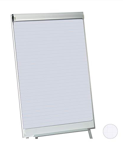 Relaxdays Blocco per Lavagna, 50 Fogli a Righe, Carta per Cavalletto Flip Chart Meeting, 60 g/m², 57,5 x 81 cm, Bianco, 1 pz