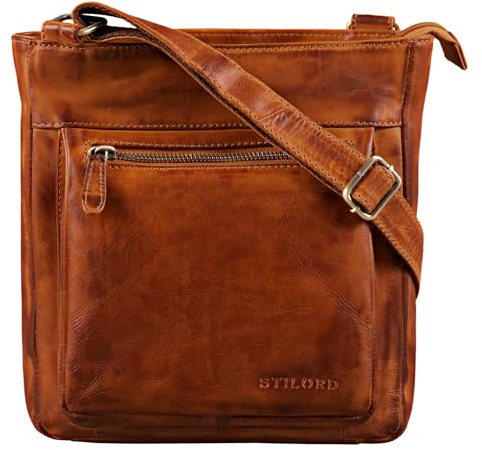 STILORD 'Kaja' Vintage Ledertasche Damen Umhängetasche Handtasche Crossbody Bag Elegante Schultertasche Tasche für iPad 9.7 Zoll DIN A5 Echt Leder, Farbe:larino - braun