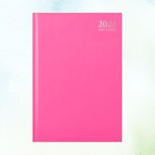 1ABOVE Hochwertiger Kalender 2025, A4, Tagesansicht, fester Einband und Lesebändchen, DAP-Jahresplaner für Geschäft, Büro, Zuhause, Termine, Pastellfarbe (Rosa)