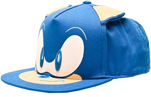 SEGA Sonic The Hedgehog Baseballmütze – mit Sonic, Tails und Knöchel – offizielle gebogene Krempe, verstellbare Kappe - Blau - Einheitsgröße