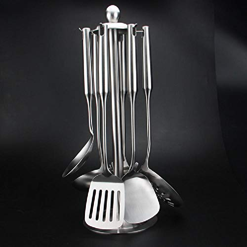 LFJY 304 Utensilios de Cocina de Acero Inoxidable Siete Piezas Espátula Spatula Set Full Set Cocinar Spatula Soup Spoon Slotted Cuchara Cocina Hogar,Silver