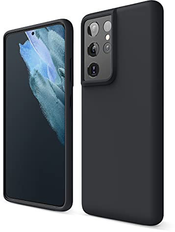 elago Cover di Silicone Liquido Compatibile con Samsung Galaxy S21 Ultra Case, Silicone Premium, Protezione Completa del Dispositivo: 3 Livelli di Struttura (Nero)