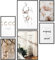 Papierschmiede® Mood Poster Set Coco Female, Bilder Wohnzimmer Deko Schlafzimmer, 2x DIN A4 und 4x DIN A5, Eukalyptus Frau Blüten beige - ohne Rahmen