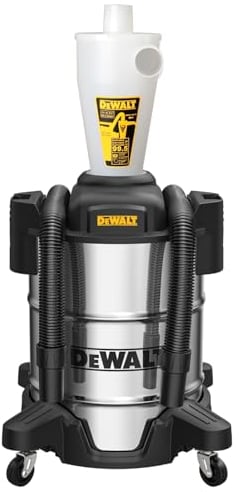 DEWALT Staubabscheider mit 10 Gal Edelstahltank, 99,5% Effizienz Zyklonstaubsammler, Hochleistungszyklus-Pulversammlerfilter, Staubzyklonsammler, DXVCS003, Weiß, 1 Unit