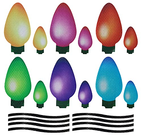KINBOM 20 Stück Weihnachten Auto Weihnachtsdeko Weihnachtslichter Magnete Birnenförmig Reflektierend Mehrfarbig für Auto Briefkasten Metalloberfläche 6.7x13cm 3.6x7cm