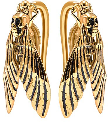 KOOBODY 1 Paar Gothic Ohrgewicht Aufhänger für gestreckte Ohren Heavy Punk Vintage Skeleton Dangle Gauge für Ohrenstöpsel Tunnel für Frauen Männer Gauge 6g 0g 9/16