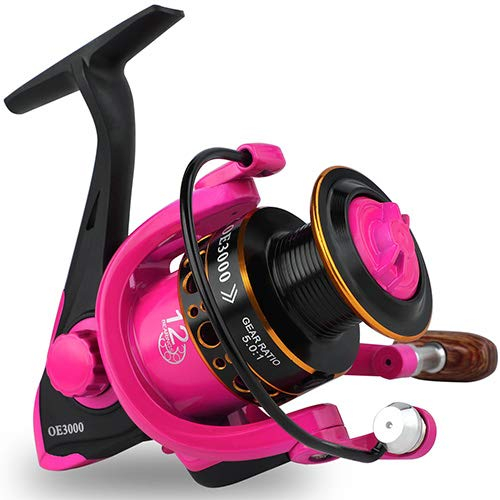 5.0:1 Spinning Angelrolle Holzgriff 1000-3000 Serie 12Bb Spinning Reel River Lake Angelrolle Angelgerät pink 3000 Series