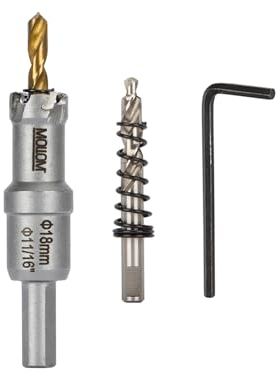 Mollom (18mm | 11/16) Sierra de Corona de T.C.T Carburo Broca con 2 Brocas,Punta de carburo de tungsteno para Metal Duro,Acero,Hierro,Cobre,Madear,Latón,Plástico