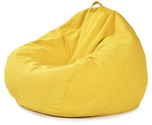 PHASFBJ Faules Sitzsack-Sofa Sitzsack hülle aus feinstapeliger Baumwolle, Kann zur Aufbewahrung von Stofftieren verwendet Werden, Freizeit-Tatami aus Stoff, Superweiche Chaiselongue,Gelb,XXL