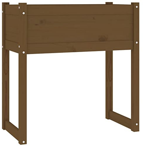 vidaXL Solid Pine Wood Planter - Rectangular Honey Brown Outdoor Garden Box, Durable Frame, Ideal for Patio, Balcony or Garden, Easy Assembly, 78x40x81 cm