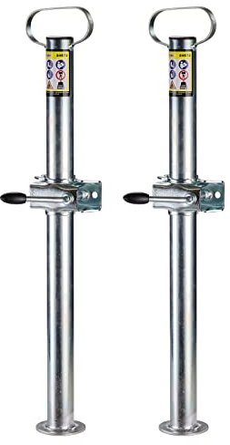 DEMA Anhängerstützen Set 2x70 cm mit Halterungen, Stützfuß, Stützen 450 kg, stabiles, dickwandiges Rohr, 1 Paar, für PKW Anhänger
