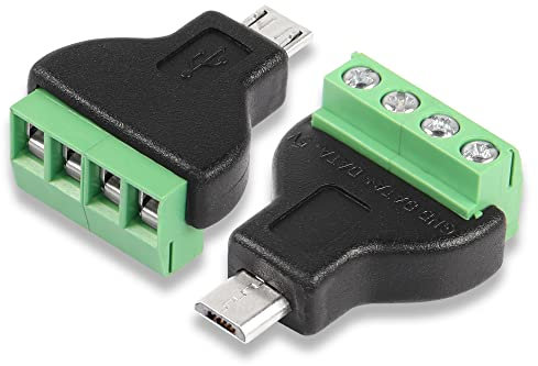 CERRXIAN 2PSC Connecteur de bornier à vis USB Mini vers 4 broches, Connecteur d'adaptateur USB Mini mâle DIY Carte de dérivation USB pour alimentation transfert de données de charge par câble (Micro)